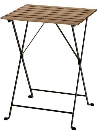 TÄRNÖ Table, outdoor, black acacia, grey-brown stained steel