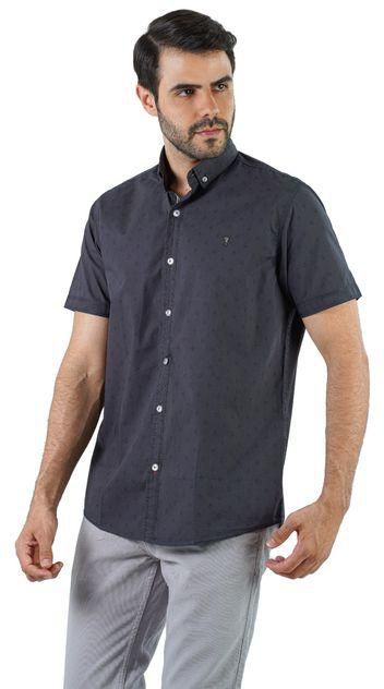 Clever Shirt Cotton Black Half Sleeve