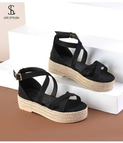 K-1 Elegant Flat Sandal For Women - Black
