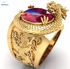 Men Creative Double Dragon Play Bead Shape Ring Fashion Diamond Ring Jewelry Hip Hop Style Ring