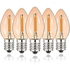 E14 LED Bulb, Candle Bulbs 0.5W, Chandelier Bulbs C7 Night Light Bulb Small Edison Screw Vintage Amber Glass Filament Bulb E14 Salt Lamp Bulb 2200K, 5W Equivalent Non-Dimmable (5Pcs Warm White)