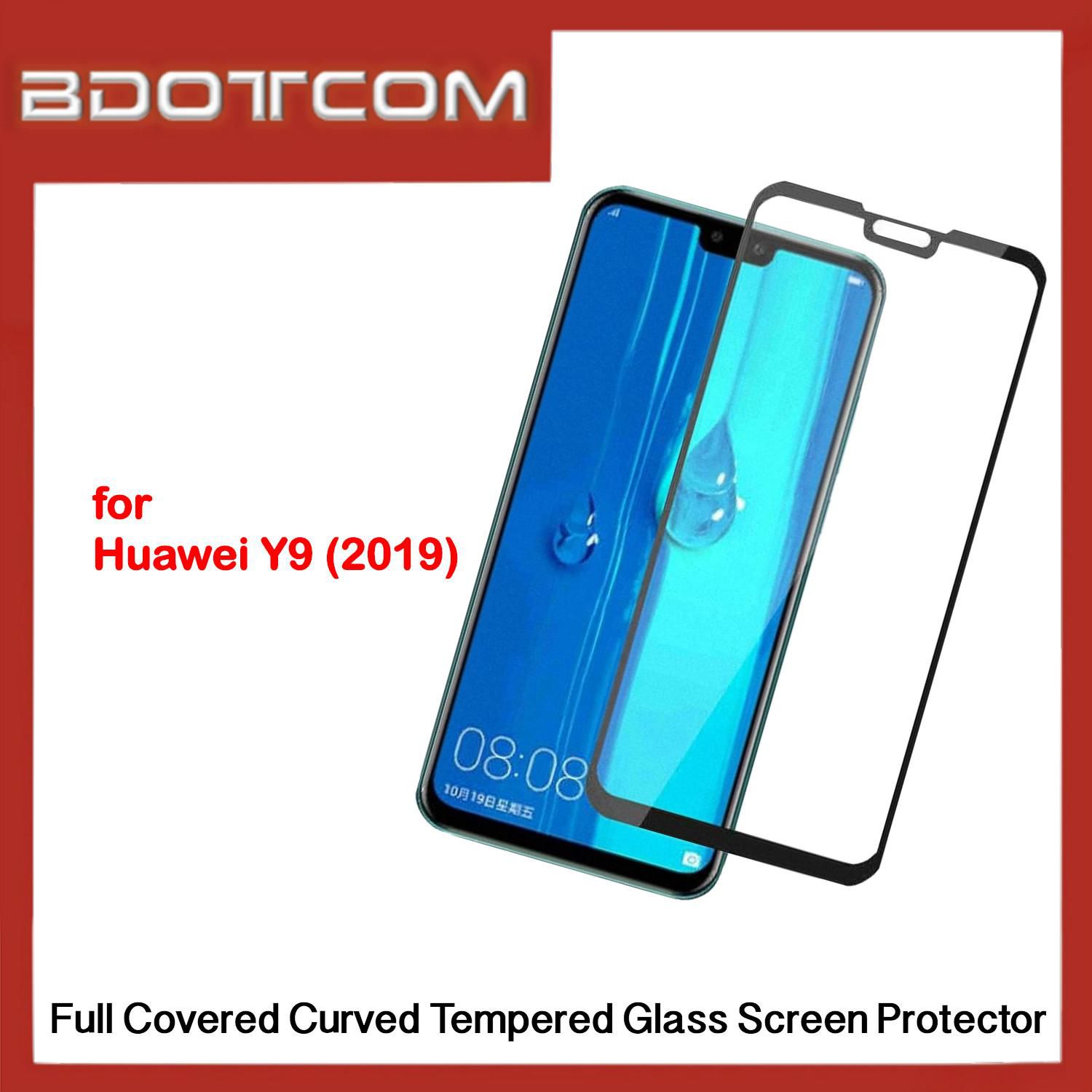 Bdotcom Full Covered Curved Glass Screen Protector for Huawei Y9 2019 (Black)