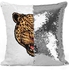 Cheetah Sequin Decorative Throw Pillow White/Silver/Brown 40x40cm