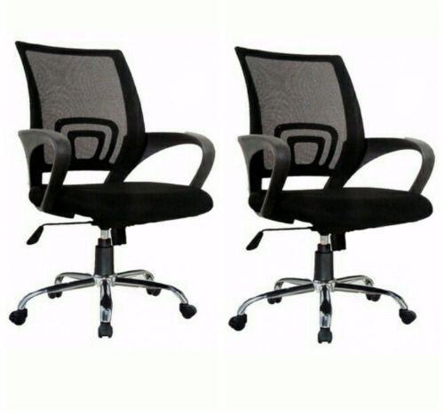 Vigornat Medium Back Mesh And Fabric Swivel Office Chair With Metal Base - Set Of 2 Chairs