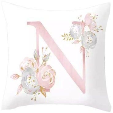 Initial N Printed Cushion Cover White/Pink/Blue 45x45cm