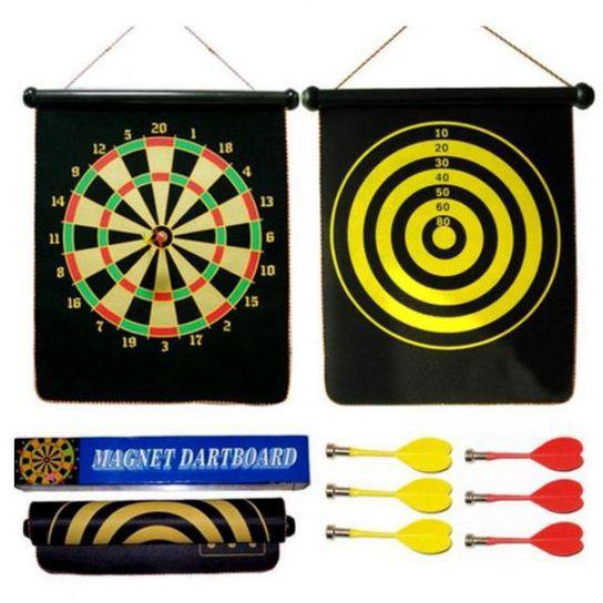 Generic Double Face Magnetic Hanging Dart Board with 6 Darts - 25CM