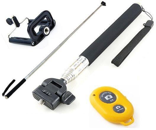 Retractable Selfie Monopod with Bluetooth Wireless Remote Shutter for smartphoneS /black - yellow