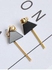 Geometric Triangle Bar Front Back Earrings - Golden