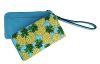Mkf Collection Tropical Designer Double Pouch Wristlet Blue and Pineapple
