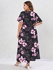 Plus Size V-Neck Rose Printed Split Dress - M | Us 10