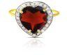 Vera Perla 18k Gold 10mm Genuine Heart Cut Garnet 0.14Ct Genuine Diamonds Ring
