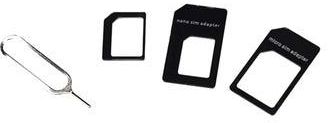 SIM Card Adapter With Tray Opener For Smart Phones And Tablet Black/Silver