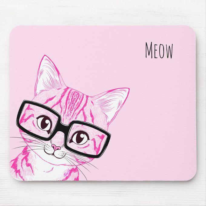 Cat Art Pink Mouse Pad
