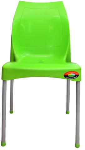 Metal Leg Plastic Armless Chair  -Lemon Green