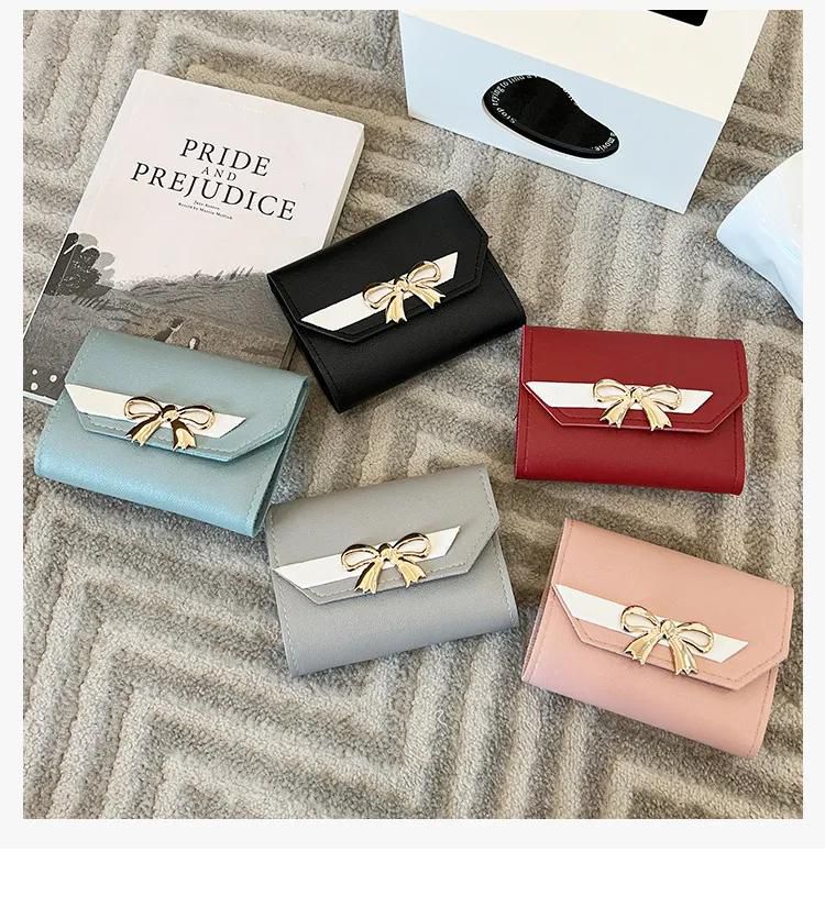 New arrival women bump color bow more screens change purse new fund mini wallet