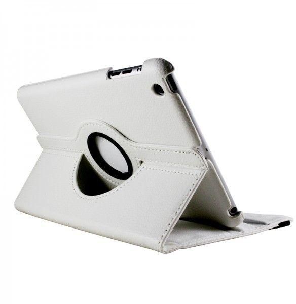 360 Degree Rotating Leather Case With Built-in Stand For iPad Mini - White