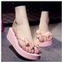 Sanwood Women's Fashion Hawaii Beach Sandals Summer Bowknot Shoes Flat Wedge Flip Flops-Pink