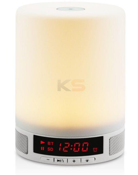 LV600 160Lumens Smart Alarm Clock Display Led Bluetooth Lamp Speaker Sleep Mode Hands Free TF Card White
