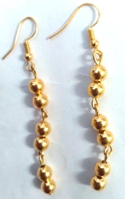 Ladies long Beaded Brass earrings
