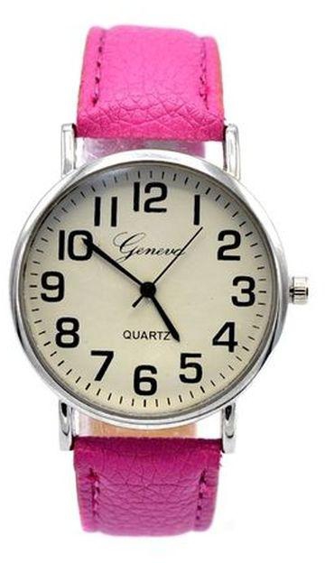 Geneva GNV-102 Leather Watch - Pink