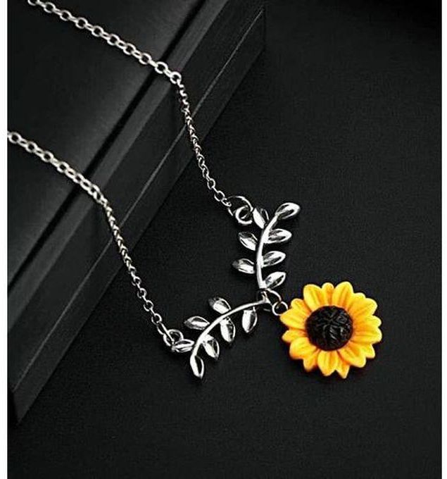 Sunflower Pendant Necklace - Silver 925 كوليه سلسله بدلايه زهرة عباد الشمس فضه ايطالي