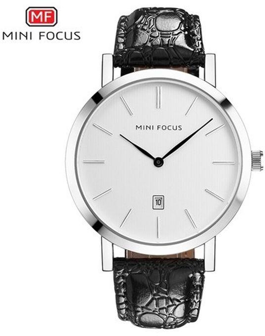 Mini Focus MF0108G Leather Watch - For Men - Black/White