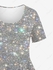 Plus Size Glitter Sparkling Sequin 3D Print Crew Neck T-shirt - 6x