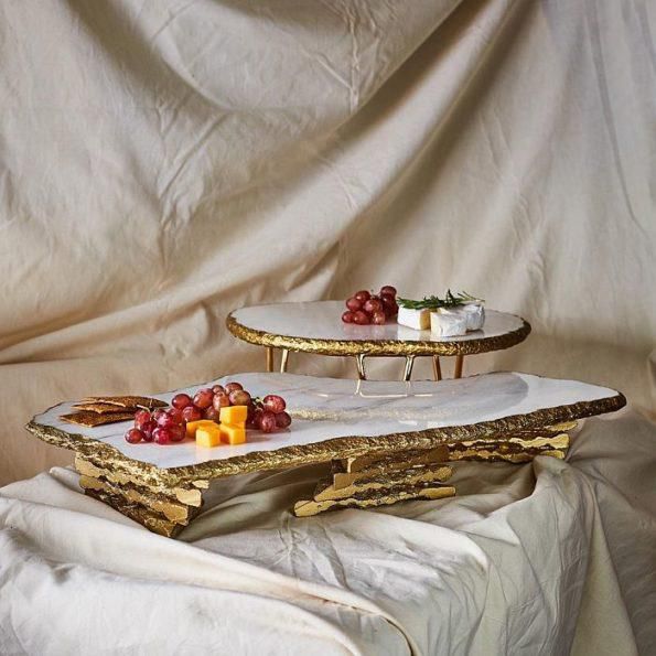 White Marble Platter With Stand