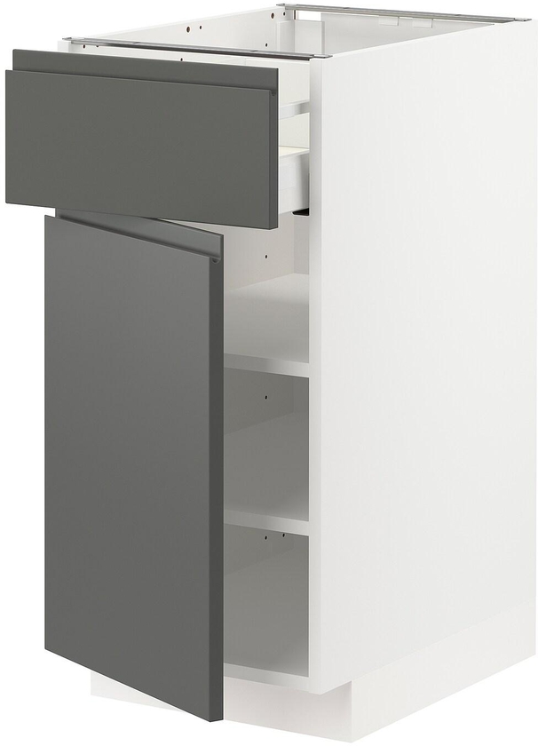 METOD / MAXIMERA خزانة قاعدة مع درج/باب - أبيض/Voxtorp رمادي غامق ‎40x60 سم‏
