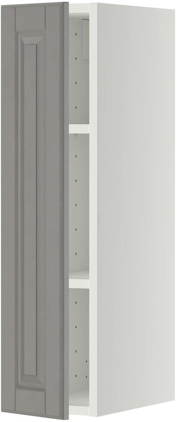 METOD Wall cabinet with shelves - white/Bodbyn grey 20x80 cm