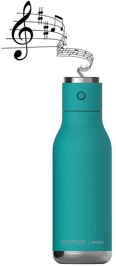 Asobu - Wireless Double Wall Insulated Stainless Steel Water Bottle with a Speaker Lid - Turquoise