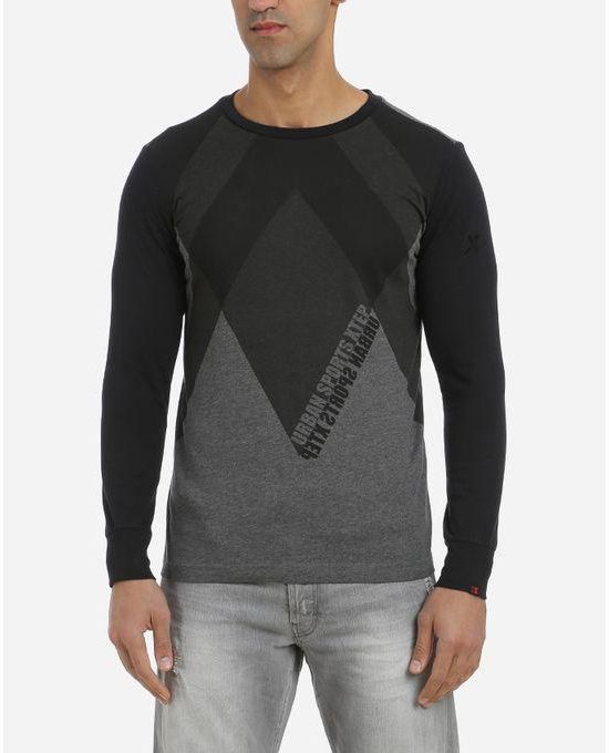 XTEP Patterned Printed Sweatshirt - Black & Dark Grey