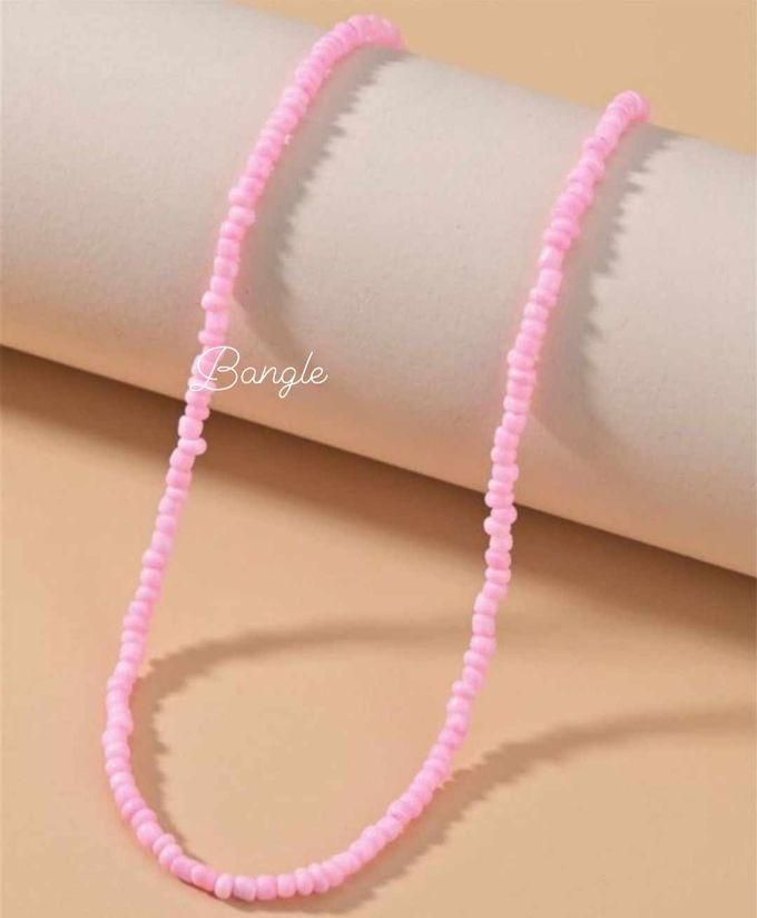 Fashion Choker Beads Necklace Pink Color