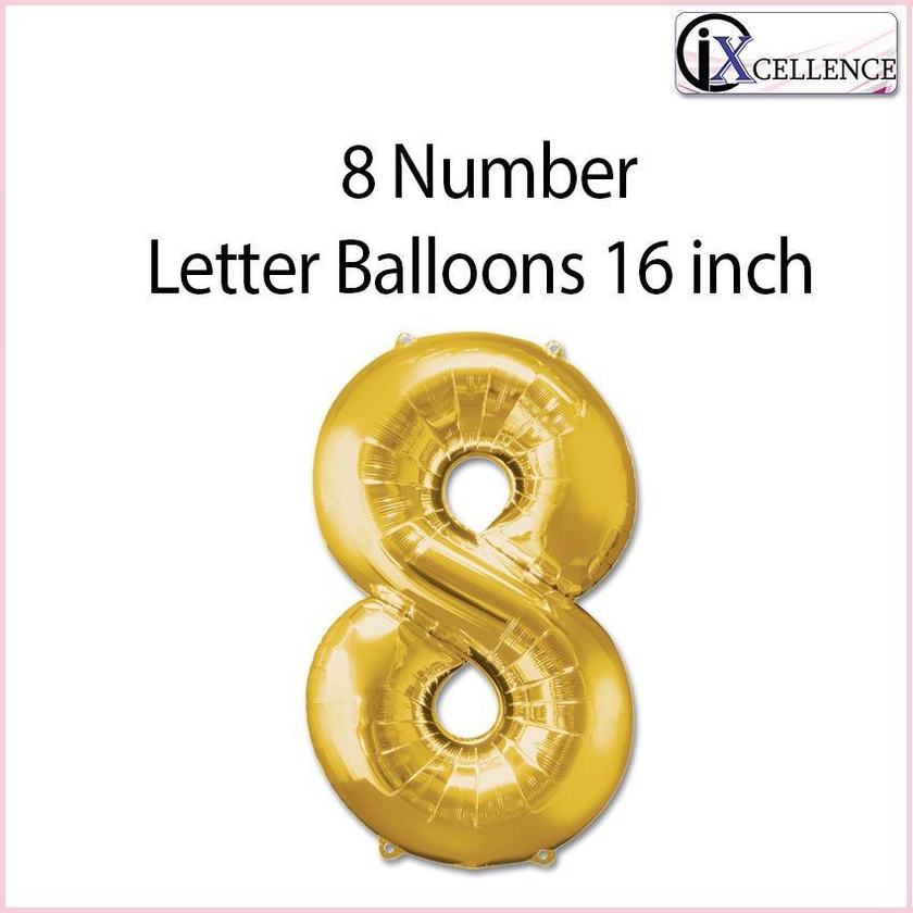 NUMBER 8 Letter Balloon 16 inch  toys for girls (Gold)