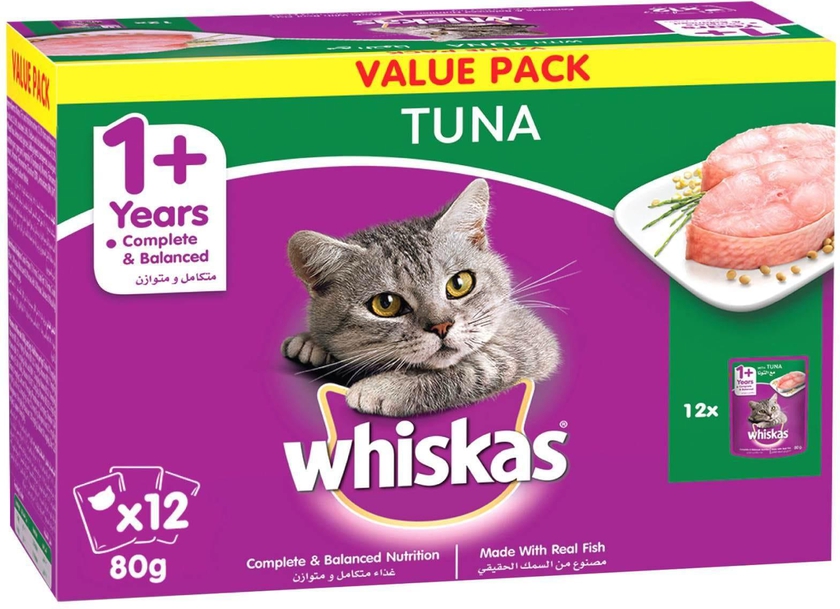 Whiskas Wet Cat Food Tuna 80g Pack of 12