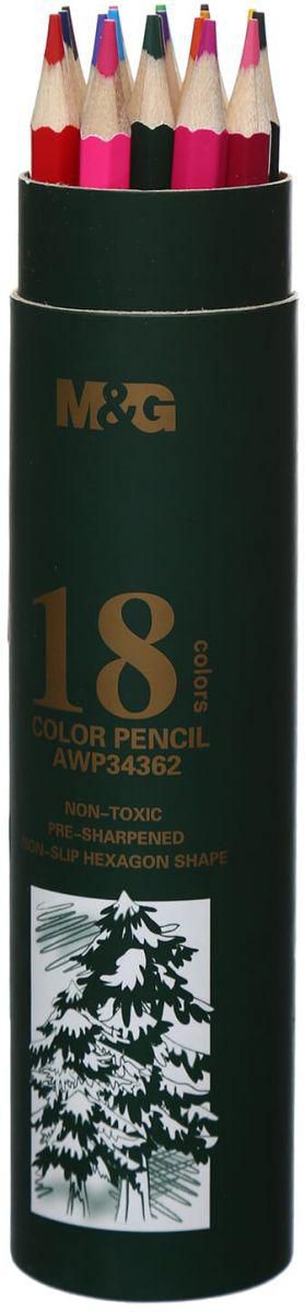 اقلام الوان خشب من ام اند جى مجموعة من 18 Colors متعددة الالوان - AWP34362