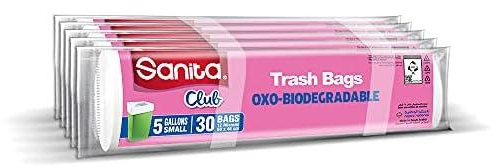 Sanita Club Trash Bags Biodegrdable 5 Gallons,150 Bags