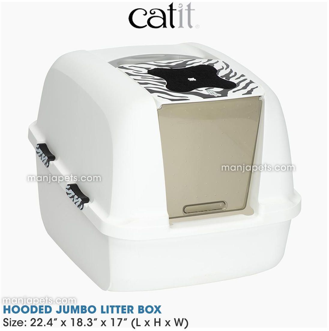 Catit Jumbo Hooded Cat Litter Box, White Tiger (White)