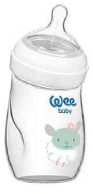 Wee Baby Angled Glass Heat Resistant Bottle, 180 ml - Lamb