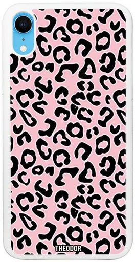 Protective Case Cover For APPLE IPHONE XR Pink Cheetah skin (White Bumber)