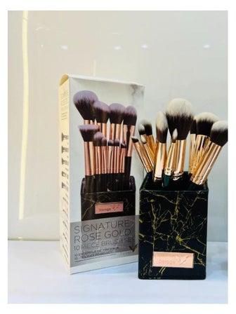 10pcs multi-use makeup brushes set black/gold