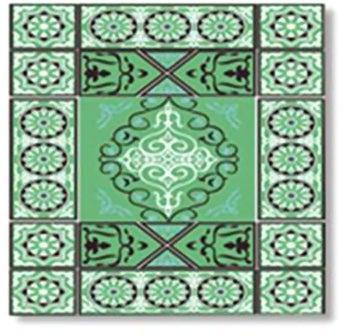 Decorative Wall Art With Frame Green/Black/White 24x24cm