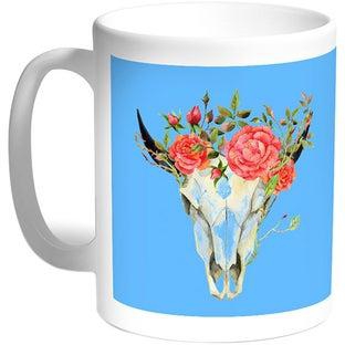 Abstract Art Of The Skull Of A Deer Printed Coffee Mug White 11ounce