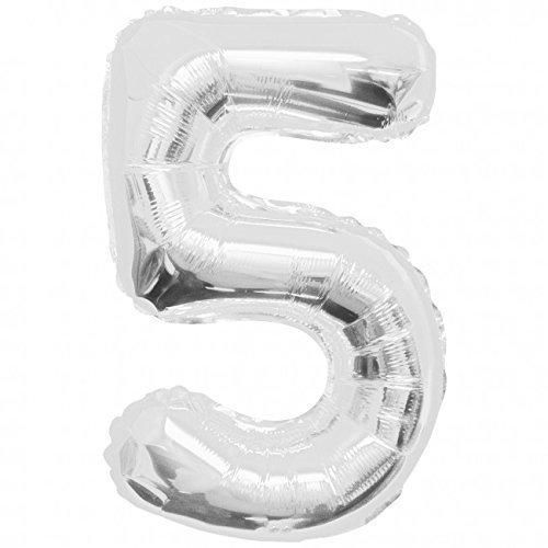 Kaleidoscope 34″ Jumbo Number 5 (Five) Foil Mylar Balloon, Silver