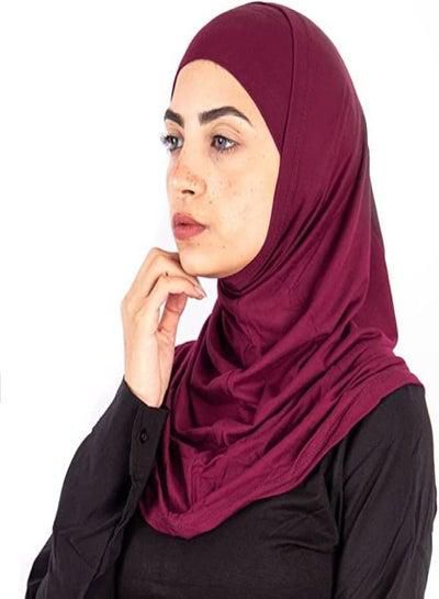 تلبيسة حجاب سوري قطعتين قطن - عنابي