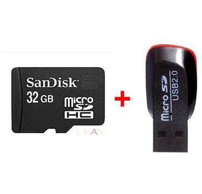 Sandisk SD Card Reader +32GB Micro SD, Mememory Card