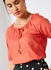 Tie-Up Neck Dobby Top Coral
