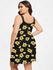 Plus Size Sunflower Print Crisscross Cami Dress - 6x
