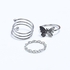 fluffy women accessories Butterfly Earing-Set Of Rings 3 Pcs Fluffy Women's Accessories-Silver