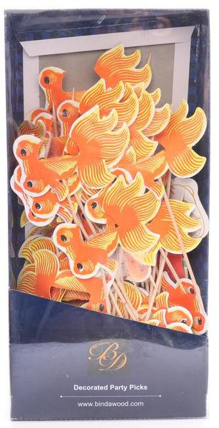 Bindawood Fish Wooden Picks 50 Pieces